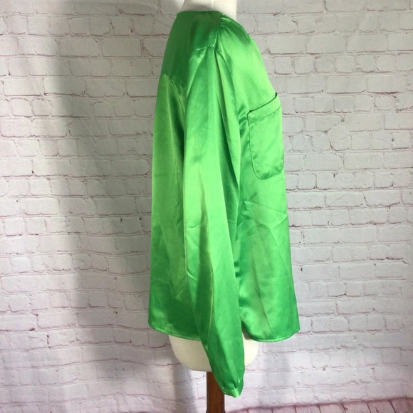 Liz Claiborne Green Long Sleeve Button Down Top - Size Large - Picture 3 of 6